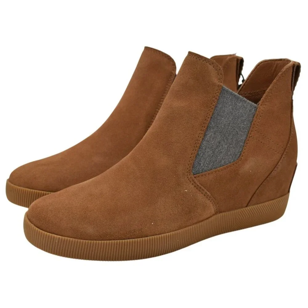 Sorel Womens Size 10 Out N About Wedge Velvet Tan Suede Gum 2‎ Waterproof Shoes